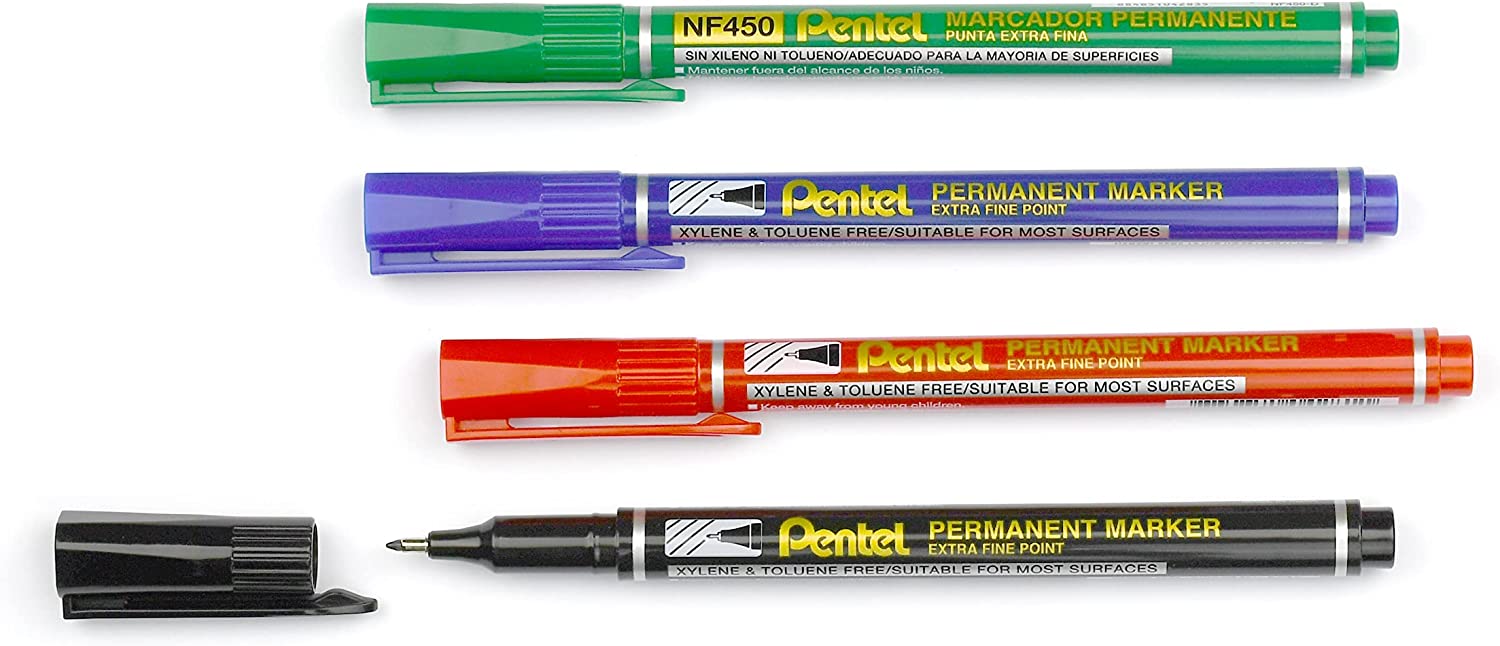 Pentel Extra Fine Permanent Marker 4pc Wallet Assorted