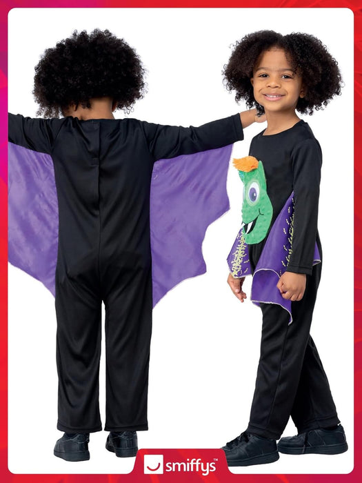 Smiffys Googly Eyed Bat Costume All in One with Moving Eyes, Halloween Child Fancy Dress, Bat Dress Up Costumes