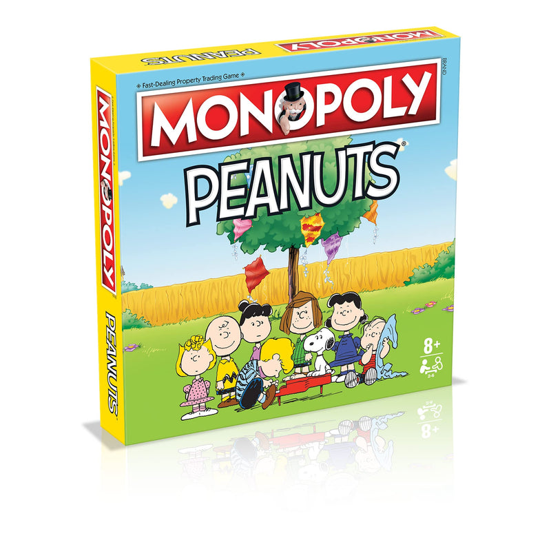 Winning Moves Peanuts Monopoly-Brettspiel, schließen Sie Sich Charlie Brown an und steigen Sie in die Eisdiele, Lucy's Football und Linus's Pumpkin Patch und tauschen Sie Ihren Weg zum Erfolg, tolles