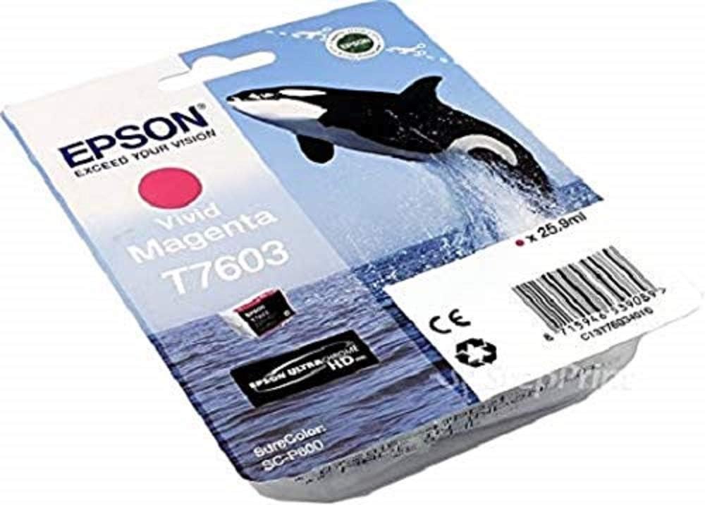 Epson C13T76034010 T7603 Vivid Ink Cartridge, Magenta, Genuine