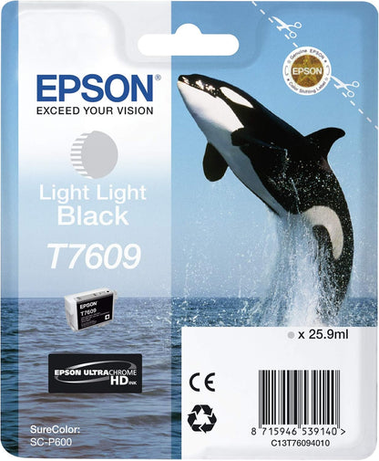 Epson Killer Whale T7609 Ink Cartridge, Light Light Black, Genuine