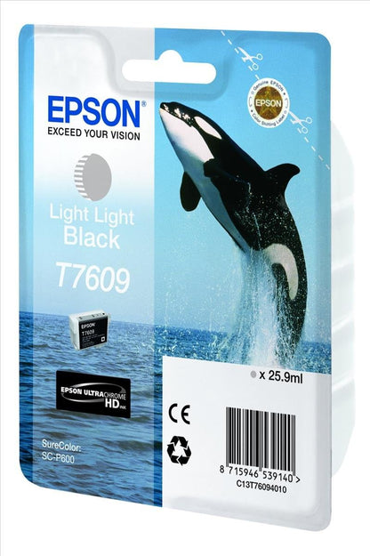 Epson Killer Whale T7609 Ink Cartridge, Light Light Black, Genuine