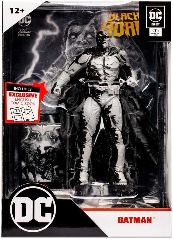 McFarlane TM15893 DC Direct 7 Inch Collectible Figure with Comic Batman (Line Art Variant), Multicolored