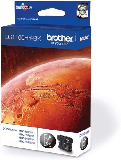 Brother LC-1100HYBK Inkjet Cartridge, Black, Single Pack, High Yield, Includes 1 x Inkjet Cartridge, Brother Genuine Supplies