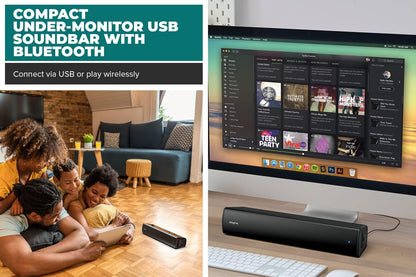 Creative - Stage Air V2 Compact Under-monitor Soundbar, Black