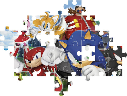 Clementoni 27159 Sonic Supercolor Sonic-104 Pieces-Jigsaw Puzzle for Kids Age 6-Made in Italy, Multi-Coloured