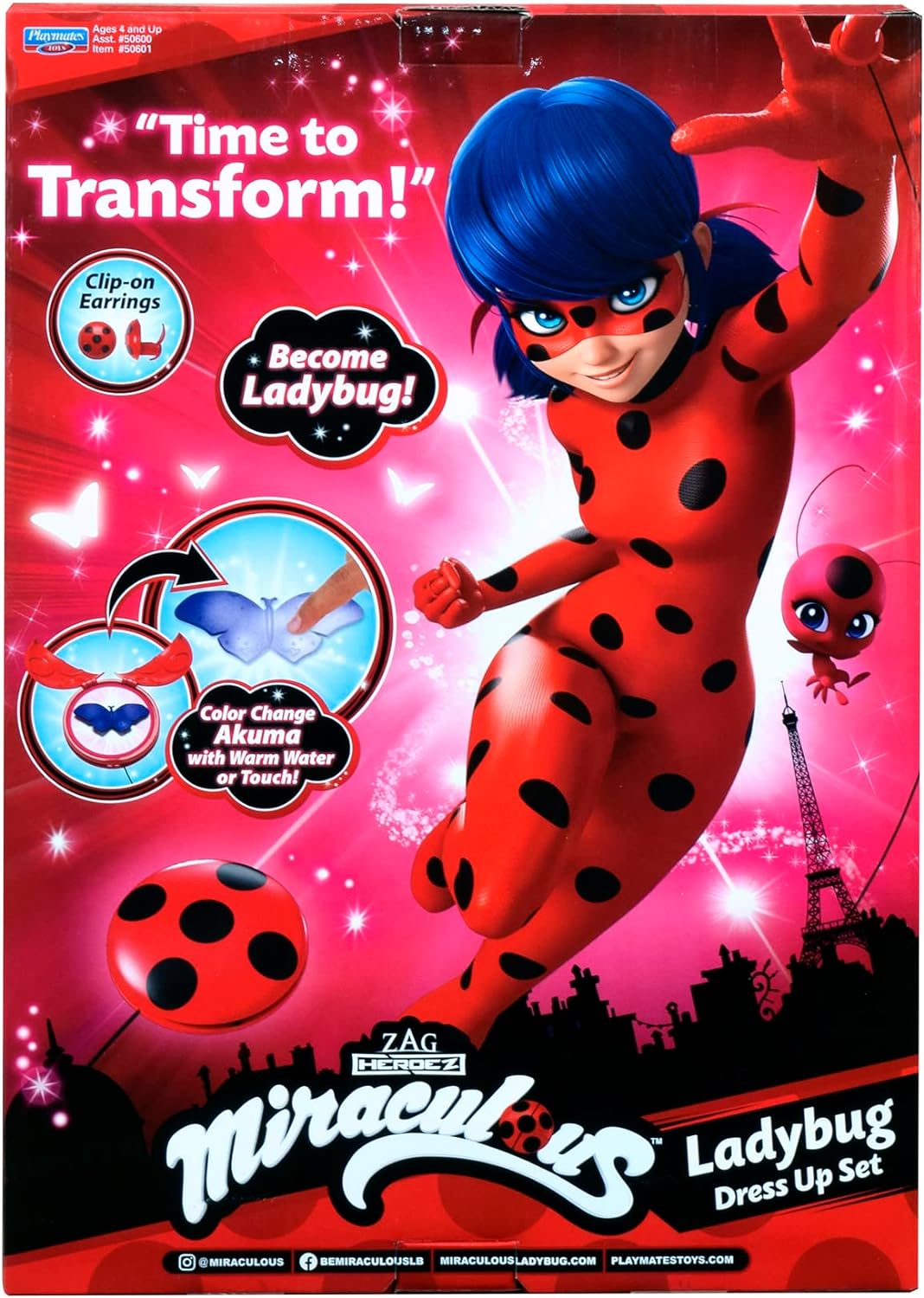 Miraculous: Tales Of Ladybug And Cat Noir Ladybug Role Play Set | Miraculous Ladybug Costume Kids Fancy Dress Set With Mask And Accessories | Miraculous Ladybug Superhero Costumes For Girls And Boys