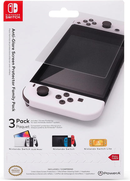 PowerA Anti-Glare Screen Protector Family Pack for Nintendo Switch