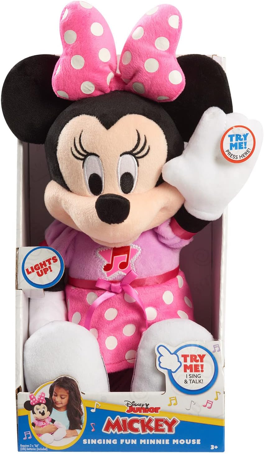 JP Mickey & Minnie JPL14633 Minnie Mouse Singing Fun Plush,Multicolor,H 25cm x W 14cm x D 10cm