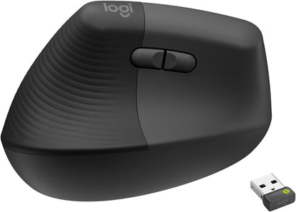 Logitech Lift for Business Left, Vertical Ergonomic Mouse - Left-handed, Wireless, Bluetooth or Secured Logi Bolt USB, Quiet clicks, Globally Certified, Windows/Mac/Chrome/Linux - Graphite