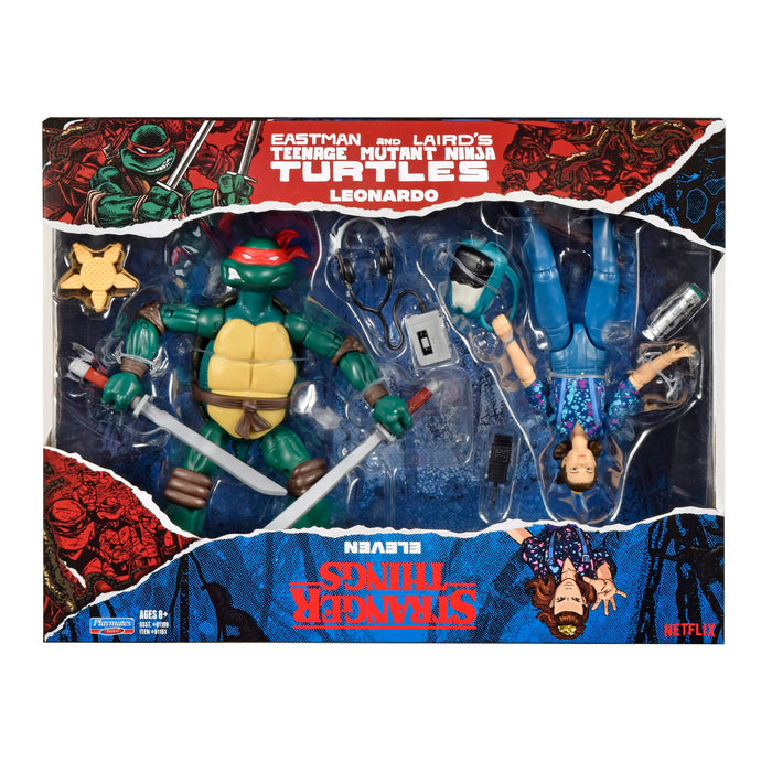 BANDAI Figuras de acción Leonardo Vs Stranger Things Eleven de Las Tortugas Ninjas Adolescentes Mutantes | Figuras de acción de 6 Pulgadas Stranger Things Eleven y Leonardo Ninja Turtle con