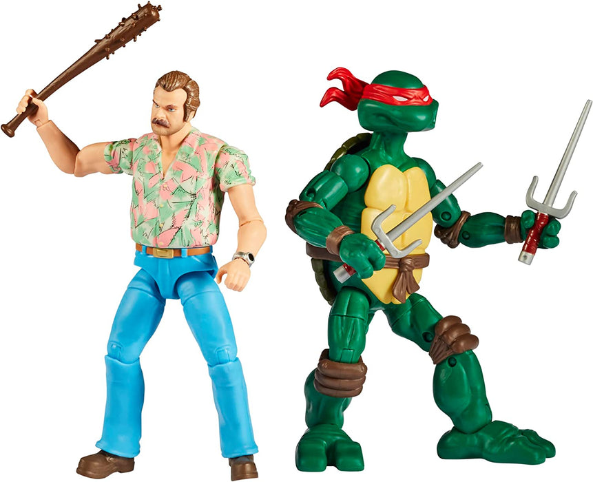 BANDAI 2 Pack | Teenage Mutant Ninja Turtles Raphael Vs Stranger Things Hopper Action Figures | 6'' And Turtle With Articulation, P81192 |