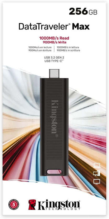 Kingston DataTraveler Max - 256GB - USB 3.2 Gen 2 - Flash Drive Type-C - Up to 1,000MB/s Read, 900MB/s Write