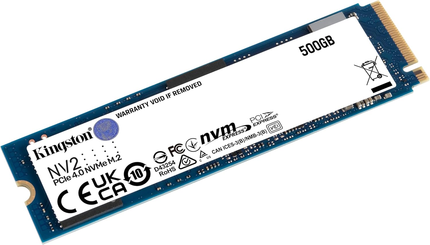 Kingston NV2 NVMe PCIe 4.0 Interna SSD 500GB M.2 2280 - SNV2S/500G