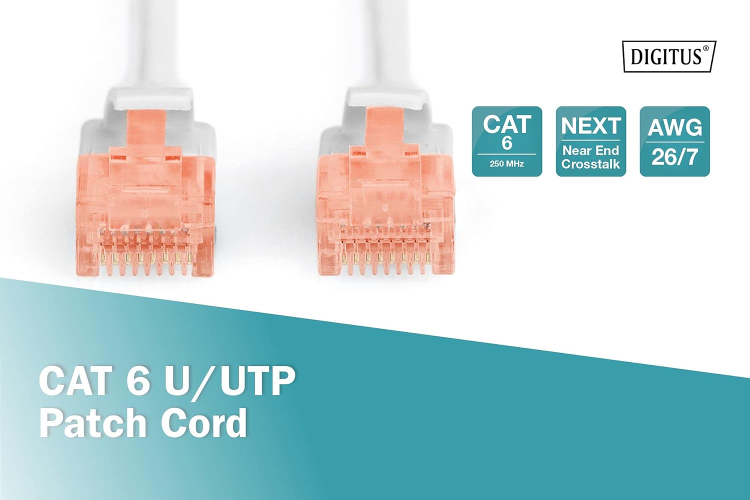 Digitus CAT 6, U-UTP patch cord, PVC AWG 26/7, length 3 m, color grey