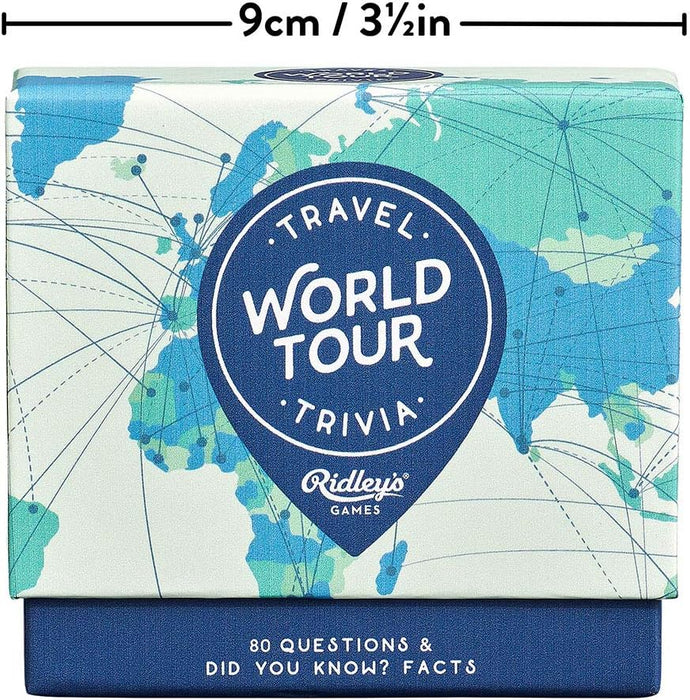 Ridley's World Tour Travel Trivia Card Game – Trivia Game for Adults and Kids – 2+ Players – Includes 80 Questions and Bonus Facts – Fun Quiz Cards, Makes a Great Gift, 1 ea