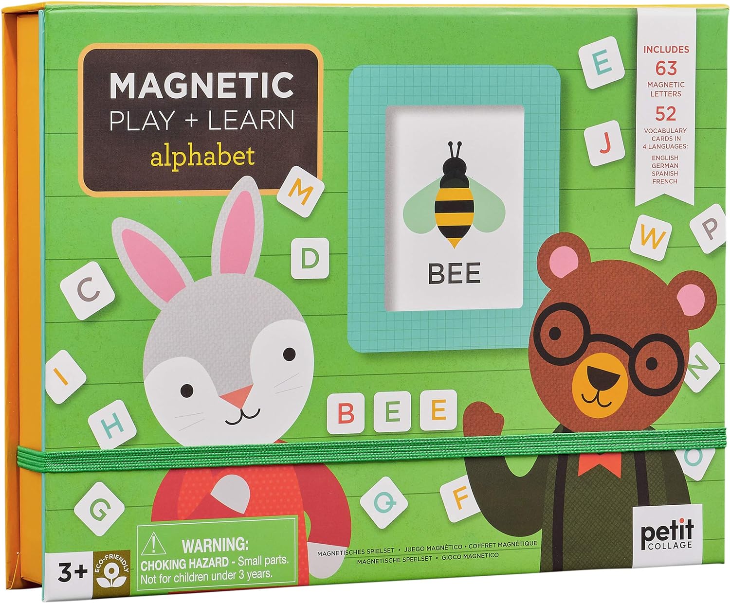 PETIT COLLAGE- Alphabet Magnetic Play & Learn Puzzle de Encajes, Multicolor, Large (PTC504