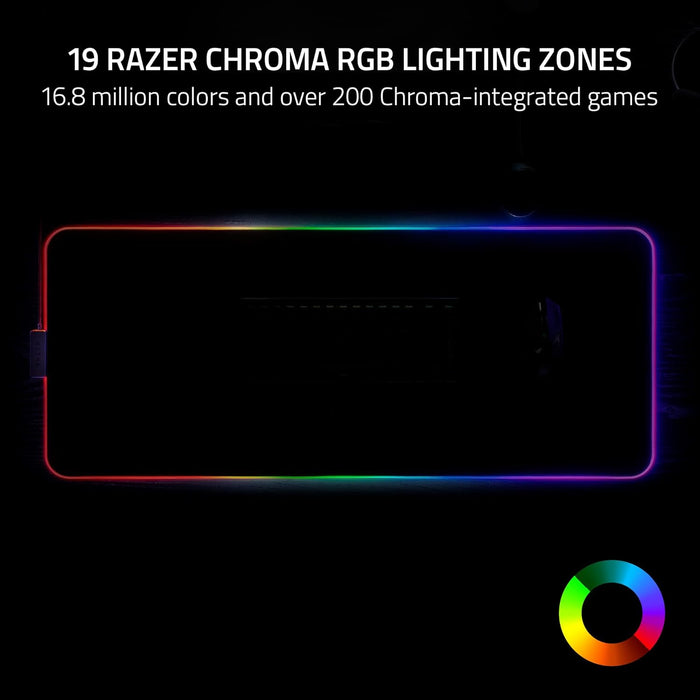 Razer Strider Chroma - Hybrid Gaming Mouse Mat with Razer Chroma RGB (Hybrid Soft/Hard Mat, 19 Chroma RGB Lighting Zones, Anti-slip Base, Seamless Edges) L | Black