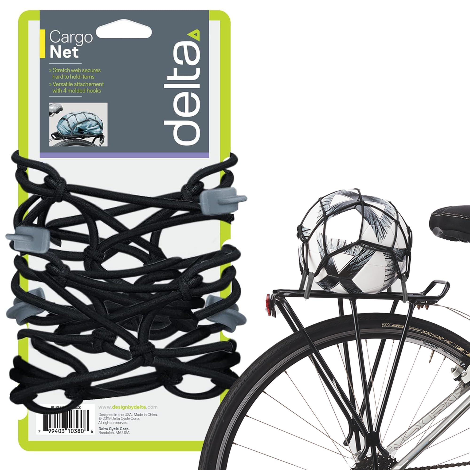Delta Unisex Cargo Net with Hooks, Black