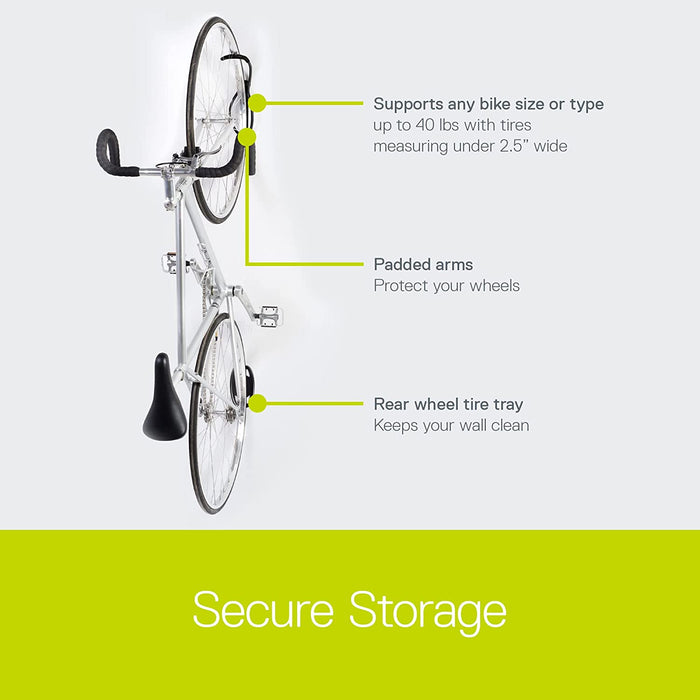 Cycle de Delta Leonardo da Vinci Single Vélo Stockage Rack/Crochet avec Plateau de Pneu, Noir