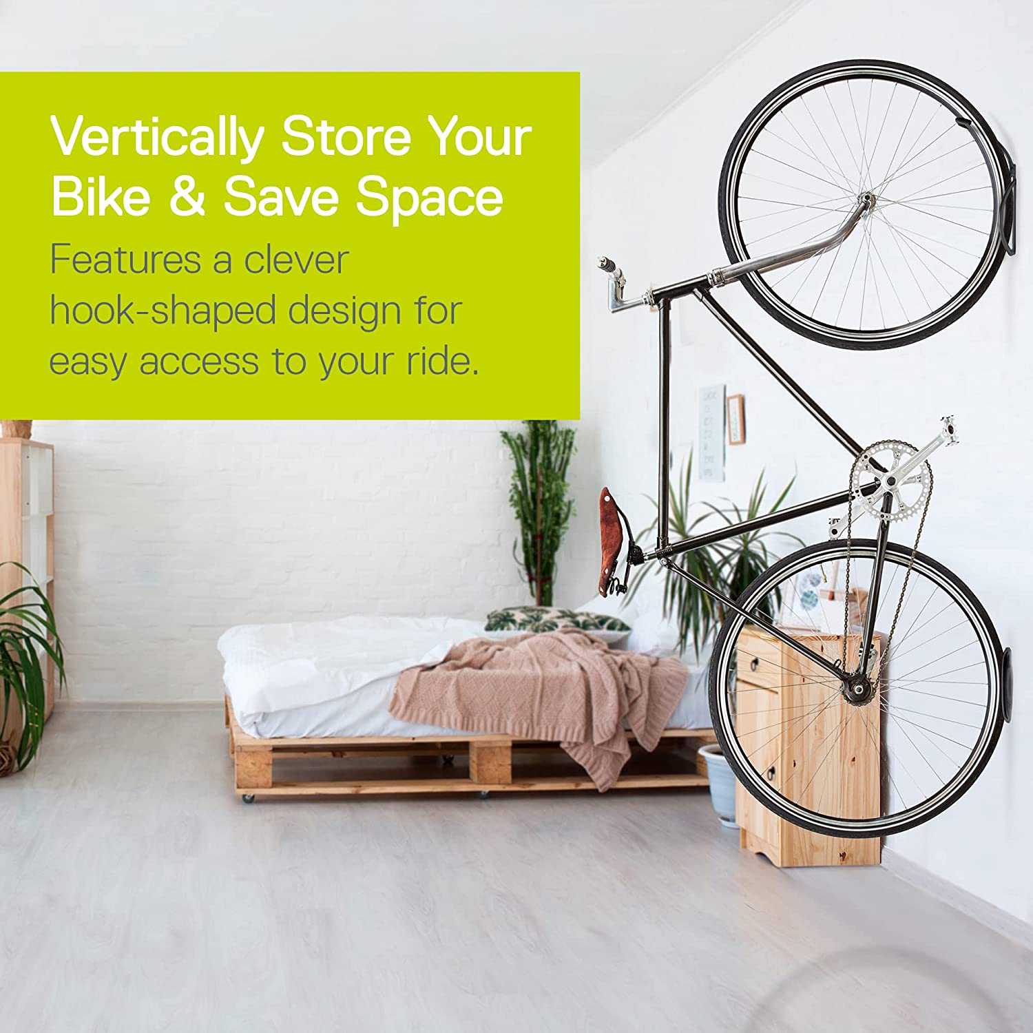 Cycle de Delta Leonardo da Vinci Single Vélo Stockage Rack/Crochet avec Plateau de Pneu, Noir