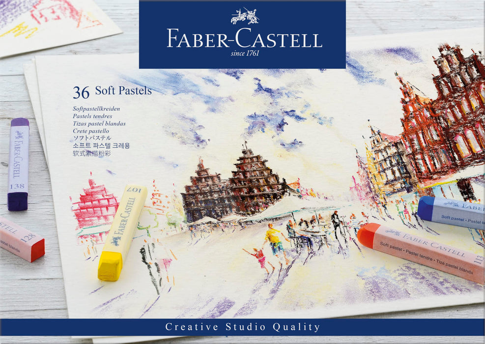 Faber-Castell Creative Studio Soft Pastels, Multicoloured, Cardboard Wallet Of 36, For Art, Craft, Drawing, Sketching, Home, School, University, Colouring