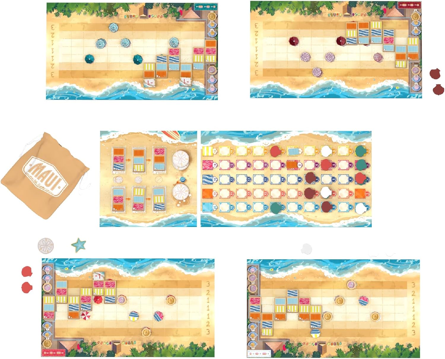 Maui - Juego de mesa - Juego de estrategia hawaiana de dibujo y colocación de azulejos, crea patrones para ganar puntos, mecánica inteligente de riesgo y recompensa, a partir de 8 años, 2-4 jugadores