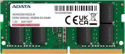 ADATA Premier 16GB, DDR4, 3200MHz (PC4-25600), CL22, SODIMM Memory, 2048x8