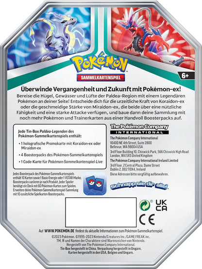Pokemon Scatola di Latta, Colore Miraidon, 0, 210-45541, Edizione in lingua tedesca