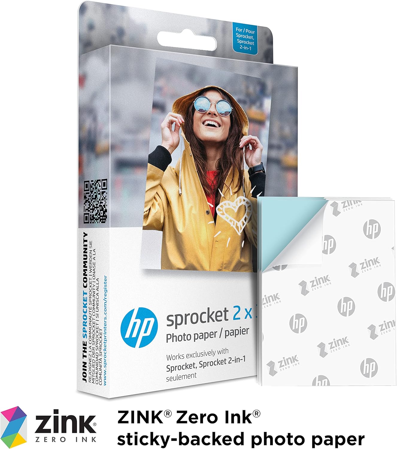 HP 2x3" Premium Zink Photo Paper (50 Sheets) Compatible with Sprocket Portable Photo Printer