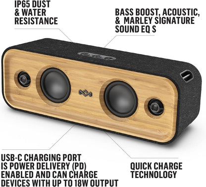 House of Marley Get Together 2 Portable Bluetooth Speaker, Signature Black
