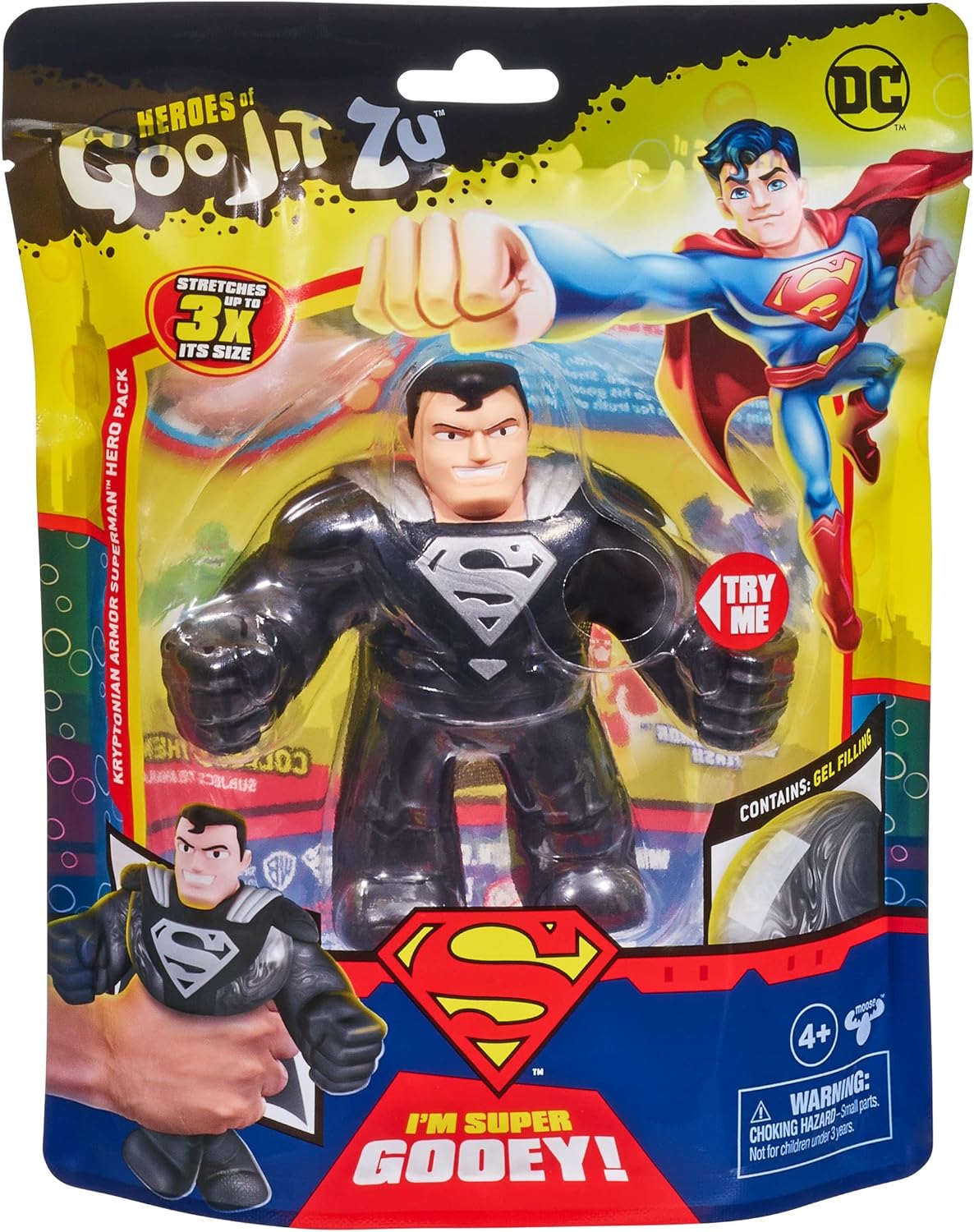 Heroes of Goo Jit Zu DC Hero Pack - Super Stretchy Kryptonian Steel Superman 4.5" Tall