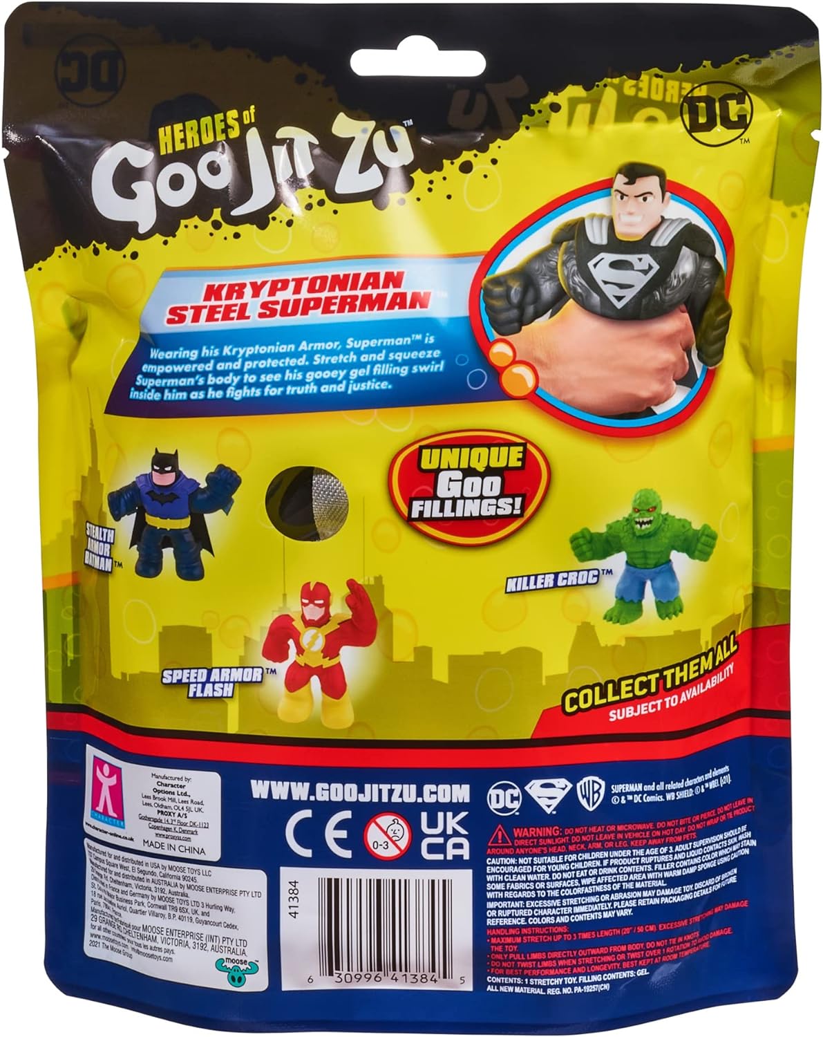 Heroes of Goo Jit Zu DC Hero Pack - Super Stretchy Kryptonian Steel Superman 4.5" Tall