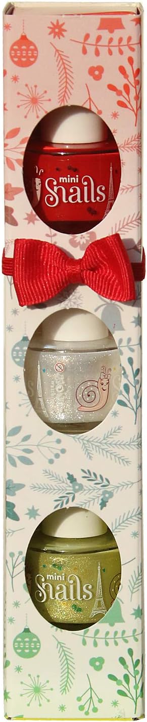 Mini Snails Non-Toxic Water-Based Nail Polish Gift 3 Pack 7 ml each (Christmas