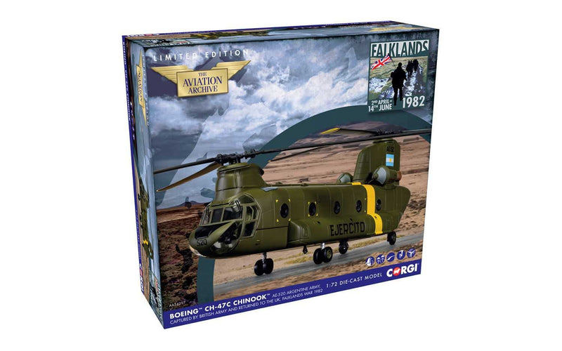 Corgi Boeing CH-47C Chinook, AE-520 Argentine Army, Captured by British Army and returned to the UK, Falklands War 1982