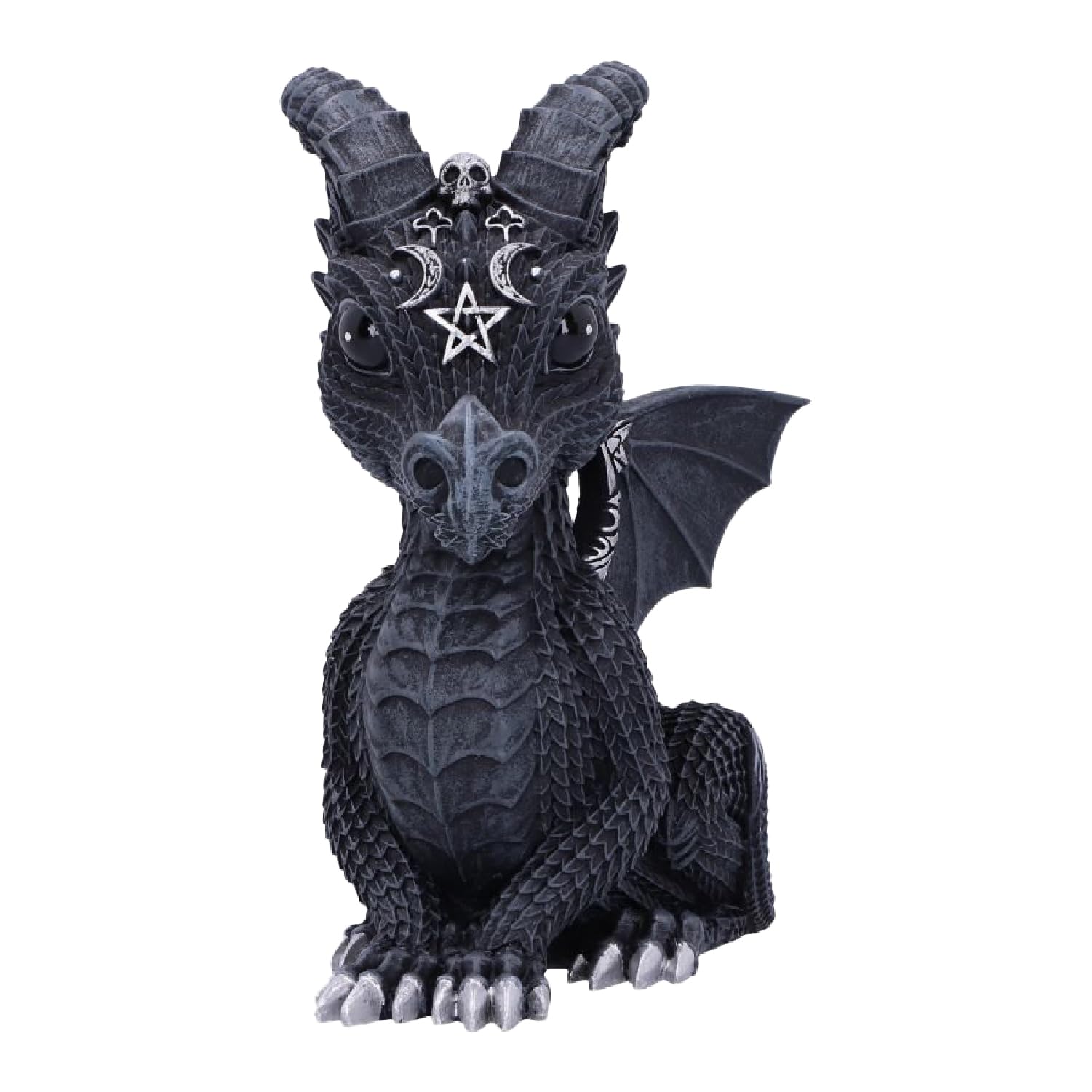 Nemesis Now Cult Cuties Lucifly - Figura de dragón de 10,7 cm, Resina, Negra, Figura de dragón de Cult Cuties, Adorable Figura de dragón cornudo, Detalles Plateados, fundida en la Mejor Resina