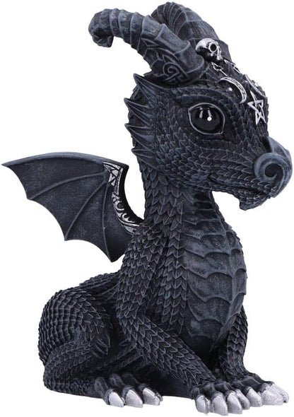 Nemesis Now Cult Cuties Lucifly - Figura de dragón de 10,7 cm, Resina, Negra, Figura de dragón de Cult Cuties, Adorable Figura de dragón cornudo, Detalles Plateados, fundida en la Mejor Resina