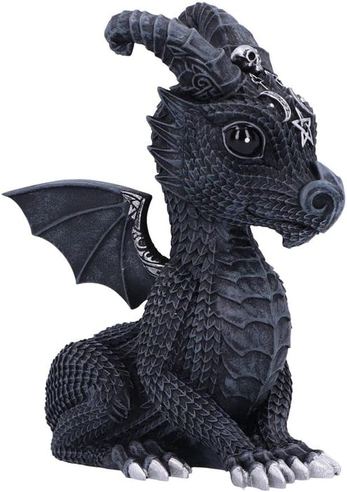 Nemesis Now Cult Cuties Lucifly - Figura de dragón de 10,7 cm, Resina, Negra, Figura de dragón de Cult Cuties, Adorable Figura de dragón cornudo, Detalles Plateados, fundida en la Mejor Resina