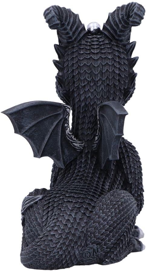 Nemesis Now Cult Cuties Lucifly - Figura de dragón de 10,7 cm, Resina, Negra, Figura de dragón de Cult Cuties, Adorable Figura de dragón cornudo, Detalles Plateados, fundida en la Mejor Resina