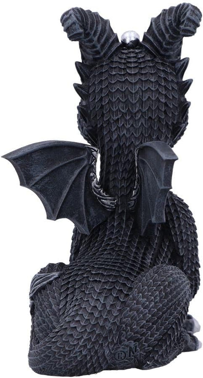 Nemesis Now Cult Cuties Lucifly - Figura de dragón de 10,7 cm, Resina, Negra, Figura de dragón de Cult Cuties, Adorable Figura de dragón cornudo, Detalles Plateados, fundida en la Mejor Resina