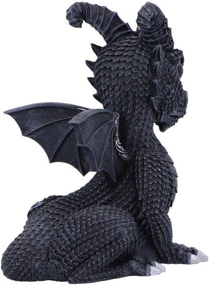 Nemesis Now Cult Cuties Lucifly - Figura de dragón de 10,7 cm, Resina, Negra, Figura de dragón de Cult Cuties, Adorable Figura de dragón cornudo, Detalles Plateados, fundida en la Mejor Resina