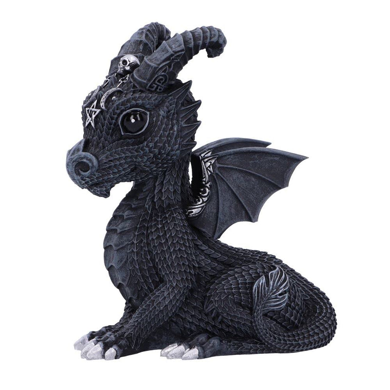 Nemesis Now Cult Cuties Lucifly - Figura de dragón de 10,7 cm, Resina, Negra, Figura de dragón de Cult Cuties, Adorable Figura de dragón cornudo, Detalles Plateados, fundida en la Mejor Resina