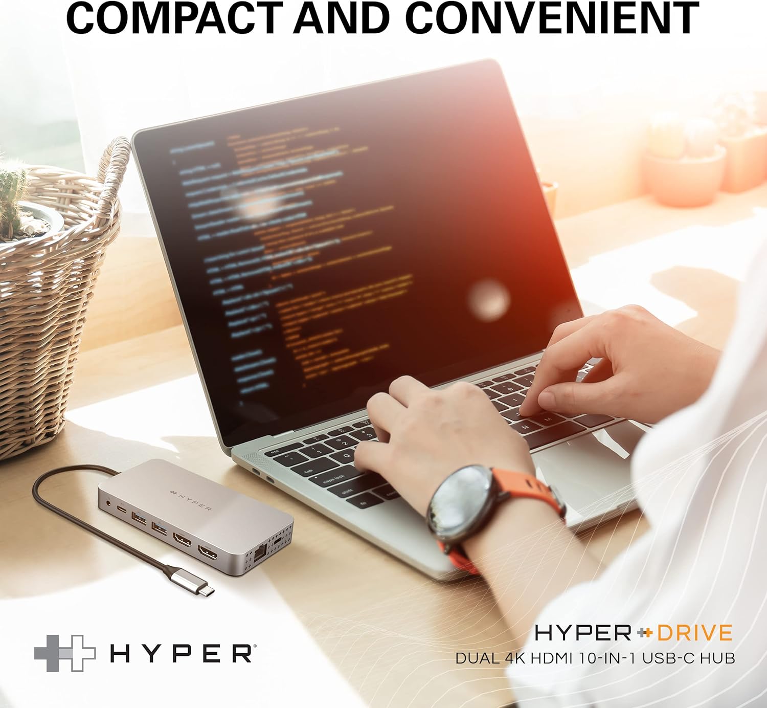 HyperDrive 4K Dual HDMI USB C Hub M1 MacBook 10in1: Dual 4K HDMI, Gigabit Ethernet, USB-A, USB-C, USB-C 100W Power Delivery, MicroSD/SD, Headphone Jack for MacBook Pro/Air(M1), Windows PC, Chromebook