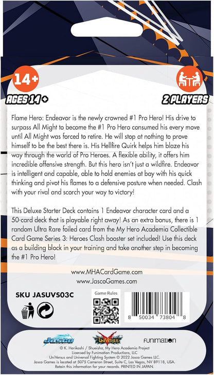 Jasco Games | My Hero Academia CCG Series 3: Endeavor Deluxe Starter Deck | Card Game | Ages 14+ | 2 Players | 30+ Minutes Playing Time