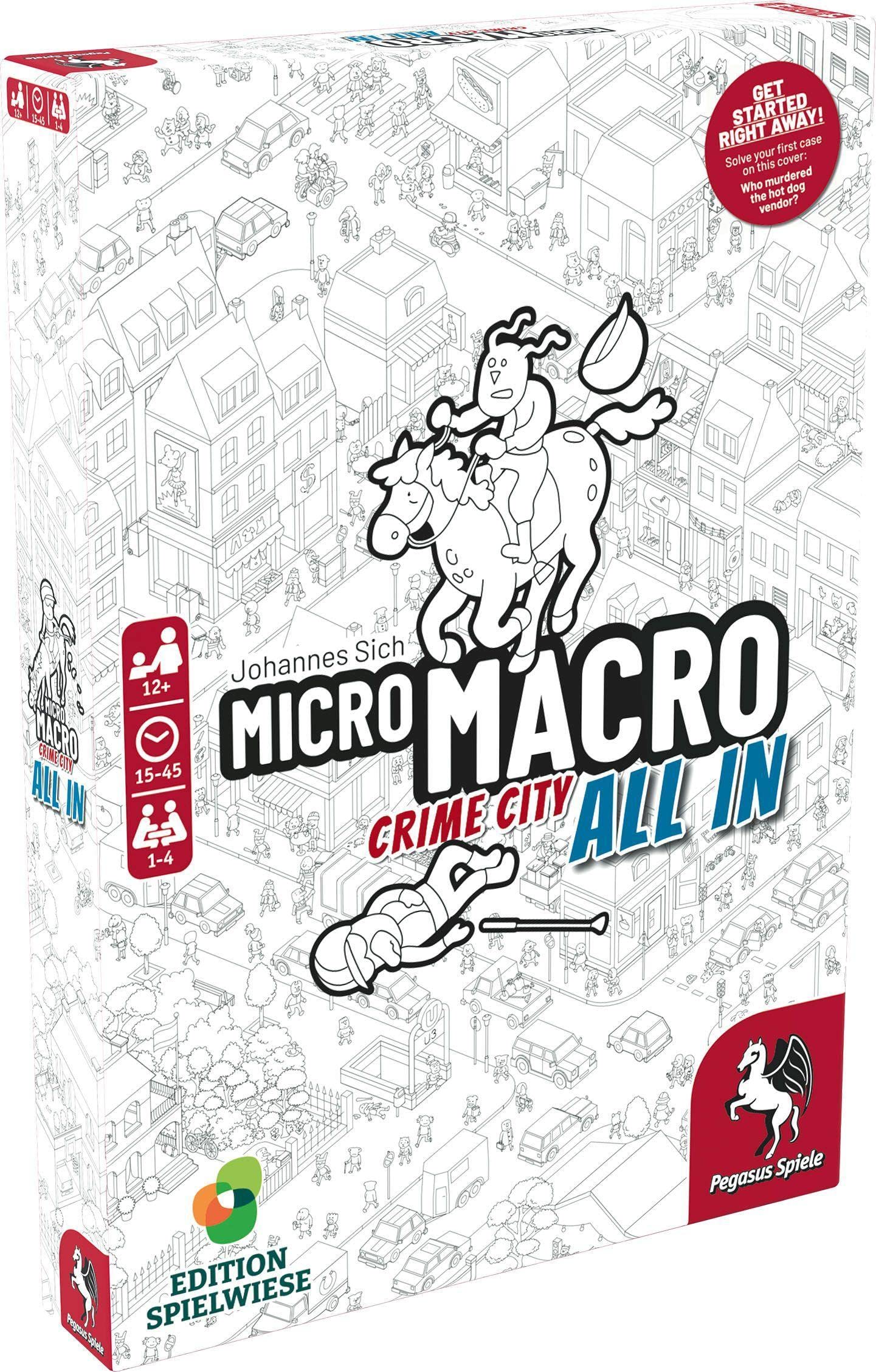 Pegasus Press | MicroMacro: Crime City 3: All In | Board Game | Ages 12+ | 1-4 Players | 15-45 Minutes Playing Time, White