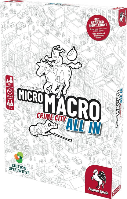 Pegasus Press | MicroMacro: Crime City 3: All In | Board Game | Ages 12+ | 1-4 Players | 15-45 Minutes Playing Time, White