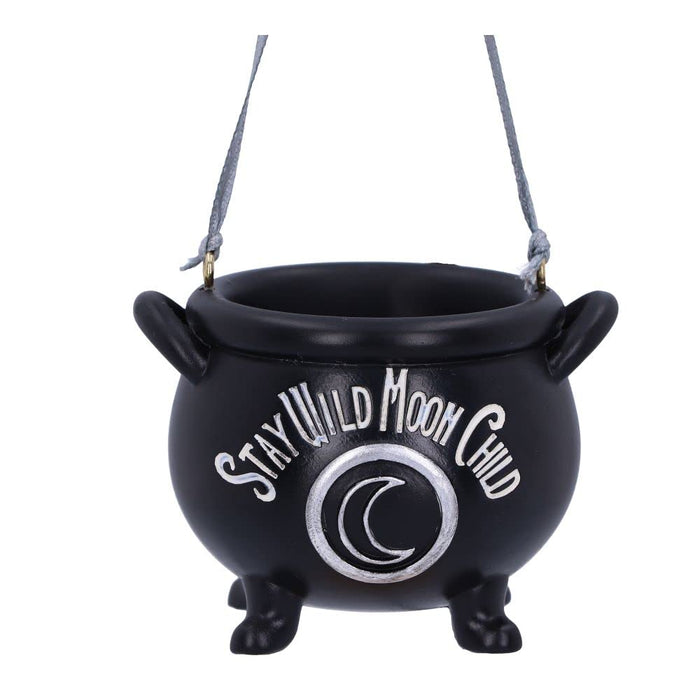 Nemesis Now Stay Wild Child Moon Hanging Ornament 6.1cm, Resin, Black, Exclusive Witch's Cauldron Witchcraft Design, Halloween and Christmas Decoration, Cast in the Finest Resin, Expertly Hand-Painted