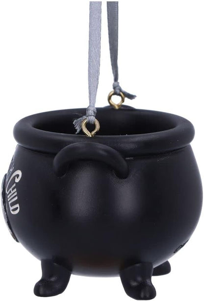 Nemesis Now Stay Wild Child Moon Hanging Ornament 6.1cm, Resin, Black, Exclusive Witch's Cauldron Witchcraft Design, Halloween and Christmas Decoration, Cast in the Finest Resin, Expertly Hand-Painted