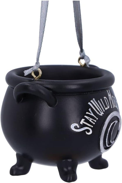 Nemesis Now Stay Wild Child Moon Hanging Ornament 6.1cm, Resin, Black, Exclusive Witch's Cauldron Witchcraft Design, Halloween and Christmas Decoration, Cast in the Finest Resin, Expertly Hand-Painted