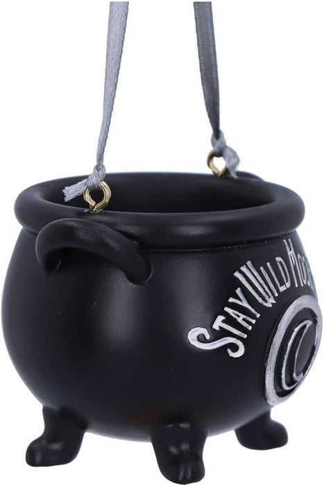 Nemesis Now Stay Wild Child Moon Hanging Ornament 6.1cm, Resin, Black, Exclusive Witch's Cauldron Witchcraft Design, Halloween and Christmas Decoration, Cast in the Finest Resin, Expertly Hand-Painted